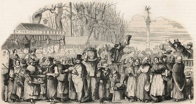 La foire au jambon sur le boulevard Bourdon à Paris - Gravure dans « Tableau-de-Paris » par Edmond Texier 1852 - French School