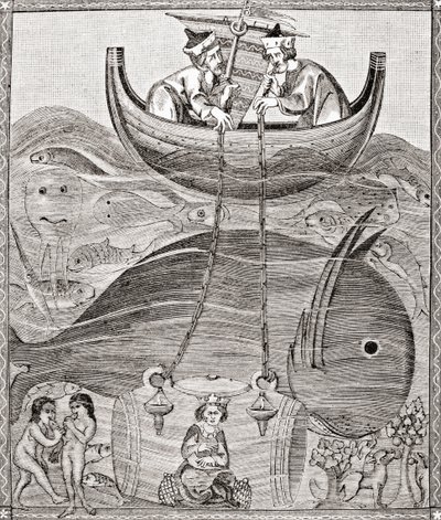 Le monde marin selon les conceptions du Moyen Âge, de Science et Littérature au Moyen Âge par Paul Lacroix, pub. Londres 1878 - French School