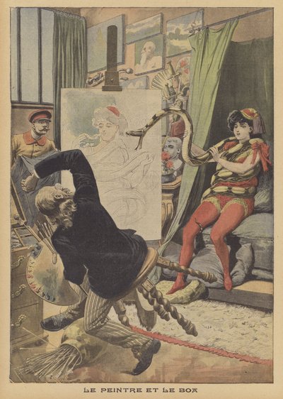 Le peintre et le boa constrictor (lithographie en couleur) - French School