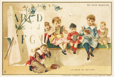 La leçon de lecture, Paris, vers 1900 - French School