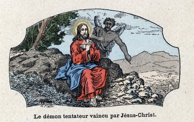 Le démon tentateur vaincu par Jésus-Christ. Jésus-Christ conduit dans le désert par l