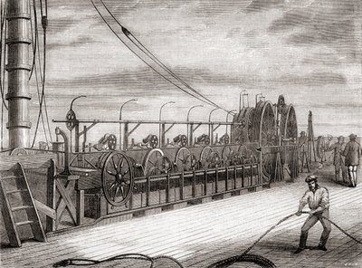 Le dispositif de déroulement du câble télégraphique transatlantique à bord du S.S. Great Eastern - French School