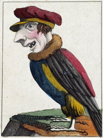 Le vautour en caricature, étude de caractère « caractère volatile » - French School