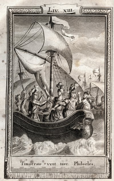 Timocrate veut tuer Philoeles - gravure de 1798 par Monnet dans « Les Aventures de Télémaque, fils d