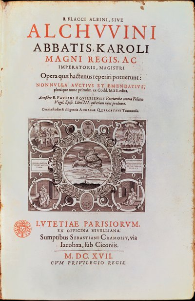 Page de titre de Abbatis Karoli Magni Regis par Alcuin, publié en 1617 - French School