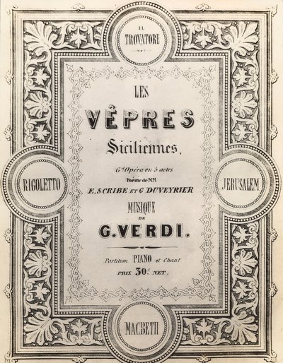 Page de titre de la partition I Vespri Siciliani - French School