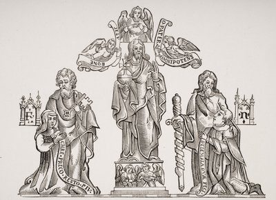 Décoration de tombeau représentant Nicolas Flamel (c.1330-c.1418) et sa femme Pernelle, d