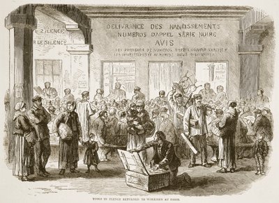 Outils en gage retournés aux ouvriers à Paris, illustration de l