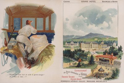 Carte de visite publicitaire pour la station thermale française de Vittel - French School