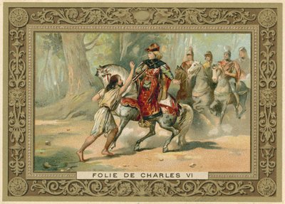 Carte commerciale représentant une attaque contre le roi Charles VI de France - French School