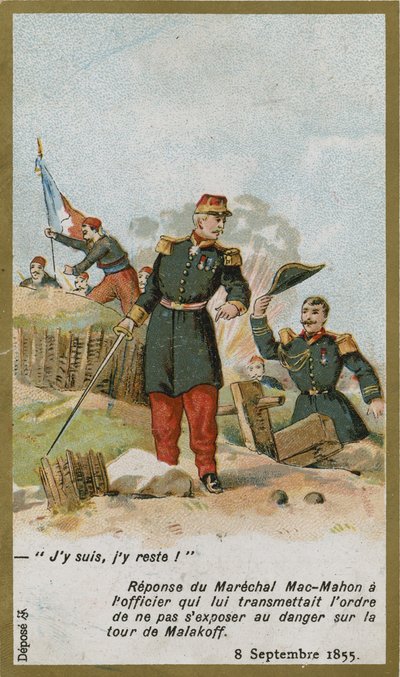 Carte de commerce avec une image de Patrice de Mac-Mahon - French School