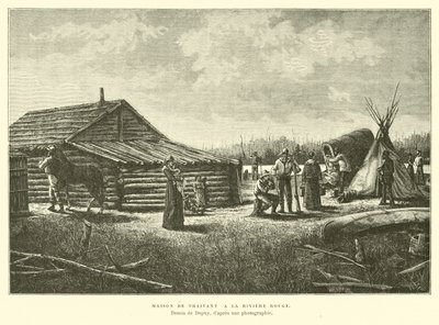 Poste de traite sur la rivière Rouge, Canada - French School