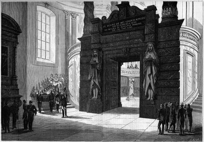 Transfert des cendres de Napoléon Ier (1769-1821) de la chapelle Saint-Jérôme au tombeau construit sous le dôme des Invalides. Paris, 2 avril 1861. Gravure dans « Le Monde Illustré » n°209 du 13 avril 1861. - French School