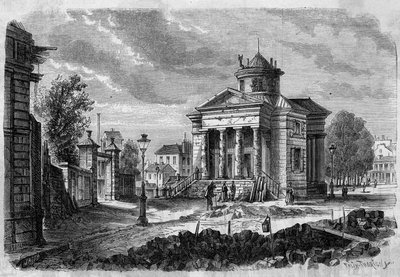 Transformations de Paris sous le Second Empire, Paris haussmannien : vue de la barrière du Combat et des travaux de prolongement de la rue Magnan, 1868. Gravure dans "Le Monde Illustré" n°598 du 26 septembre 1868. - French School