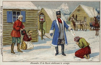 Le tsar Alexandre II de Russie abolissant le servage - French School