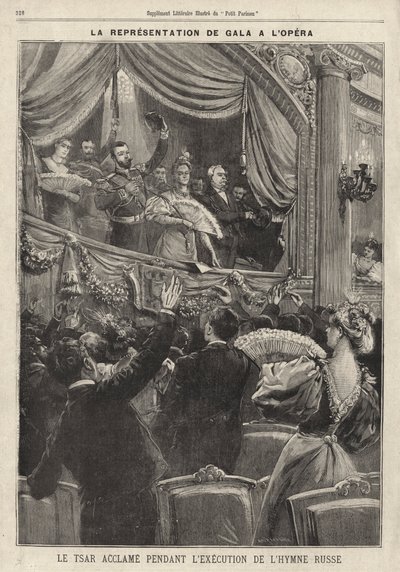 Le tsar Nicolas II de Russie acclamé par le public lors de l