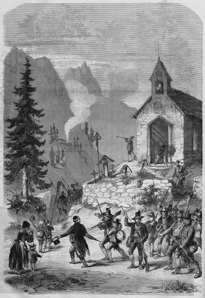 Tyrol, scène du retour des troupes tyroliennes de l
