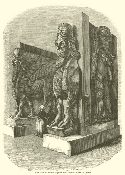 Une salle du Musee assyrien nouvellement fonde au Louvre - French School