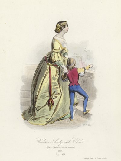 Dame vénitienne et enfant - French School