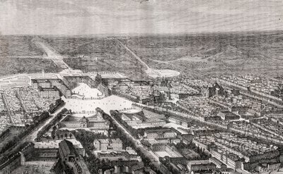 Versailles avec son château au XIXe siècle - gravure dans "La France illustrée : géographie, histoire, administration statistique" par V.A. Malt-Brown. 1884 - French School