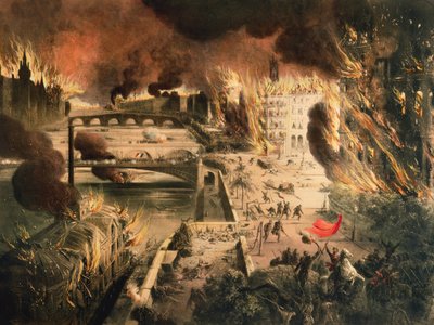 Vue des Incendies à Paris pendant la Commune les 24 et 25 mai 1871 - French School