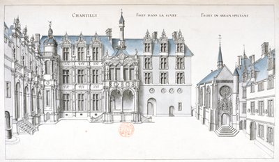 Vue de la cour et de la chapelle à Chantilly - French School