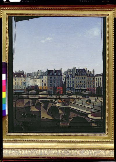 Vue de la nef avec des fenêtres rondes remplies - French School
