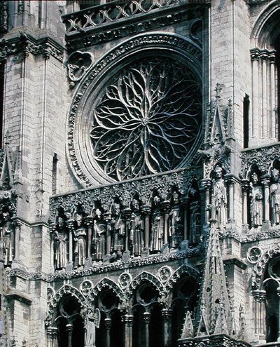 Vue de la rosace sur la façade ouest, 1225-30 - French School