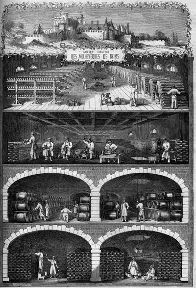 Viticulture : vue des caves de champagne dans les sous-sols de l