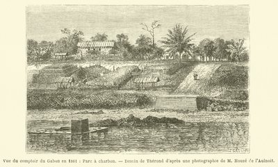 Vue du comptoir du Gabon en 1861, Parc à charbon - French School