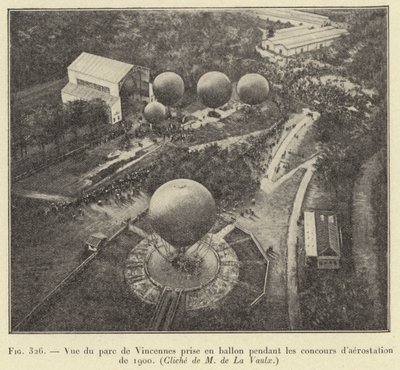 Vue du parc de Vincennes prise en ballon pendant les concours d