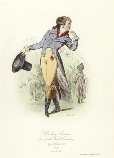 Costume de marche, époque de la Révolution française - French School