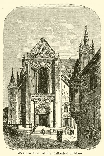 Porte occidentale de la cathédrale du Mans (gravure) - French School