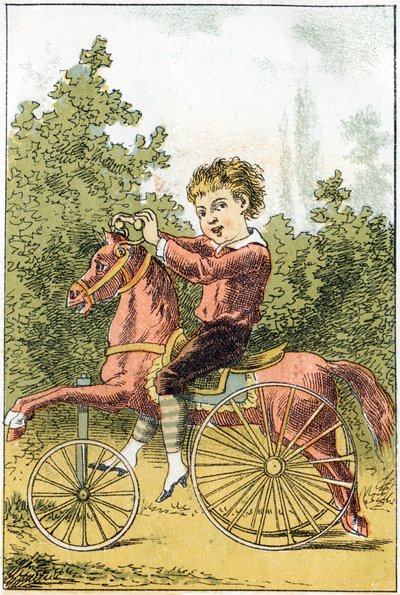 Quand on joue au cheval on dit U U U U U U U U DA DA - dans « Alphabet des petits savants », fin 19ème siècle (chromolithographie) - French School