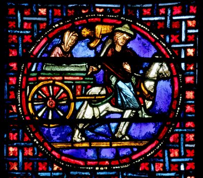 Fenêtre représentant Julienne déplaçant les reliques de Saint Étienne à Constantinople - French School