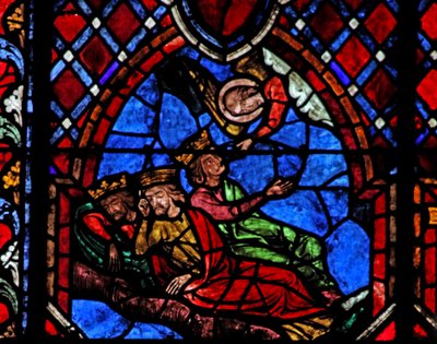 Fenêtre w01 représentant les Mages avertis en rêve - French School