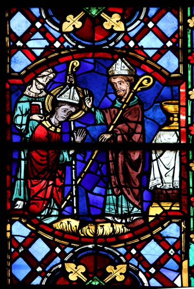 Fenêtre w04 représentant Saint Martin intronisé comme évêque - French School