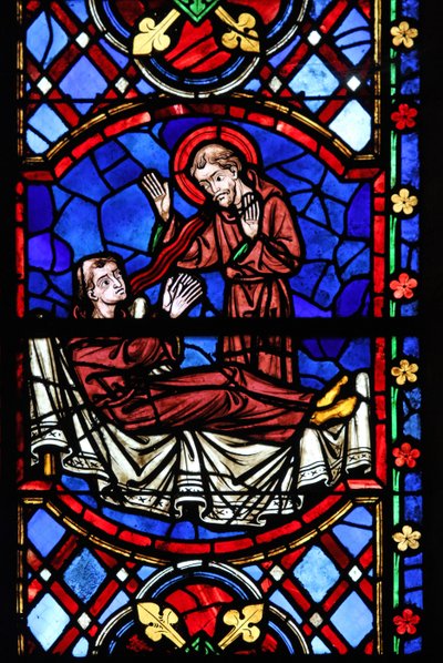 Fenêtre w04 représentant un moine saint apparaît à Saint Martin - French School