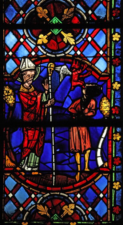 Fenêtre w08 représentant Saint Martin exorcise un démon - French School
