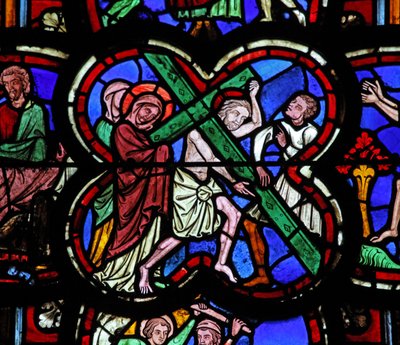 Fenêtre w0 représentant la Via Crucis - French School