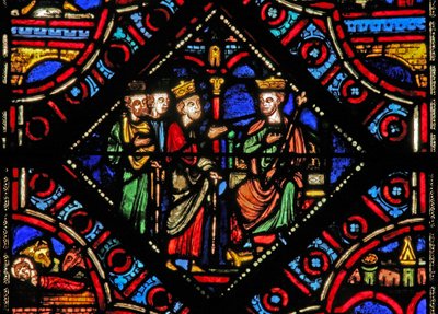 Fenêtre w0 représentant les Mages avec Hérode - French School