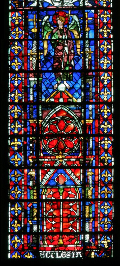 Fenêtre w100 représentant la cathédrale de Reims - French School