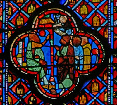 Ézéchiel parle à une foule à la porte du temple - French School