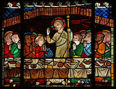 Fenêtre w14 représentant le Christ apparaissant aux Apôtres assemblés comme à la Cène - French School
