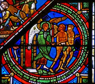 Fenêtre du Bon Samaritain : Adam et Ève expulsés d