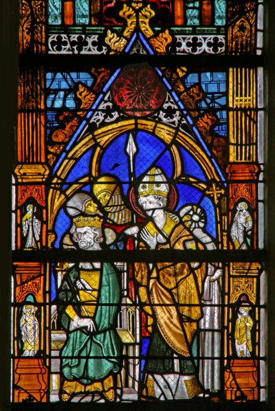 Fenêtre w19 représentant Saint Thomas Becket et Henri II en désaccord - French School