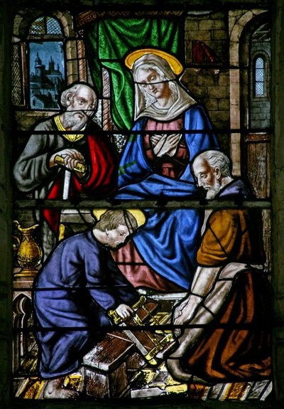 Fenêtre w1 représentant Jésus en tant que charpentier - French School