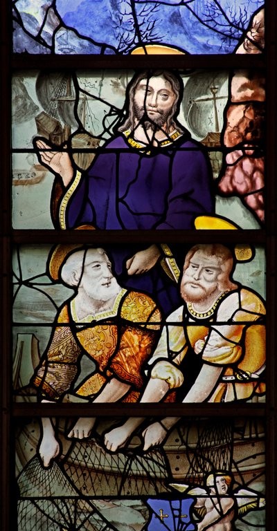 Fenêtre w1 représentant Saint Pierre et la pêche miraculeuse - French School