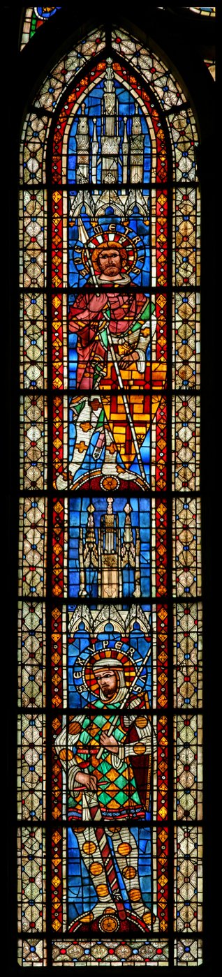 Fenêtre w203 représentant Saint Exupéry et Saint Démétrius - French School
