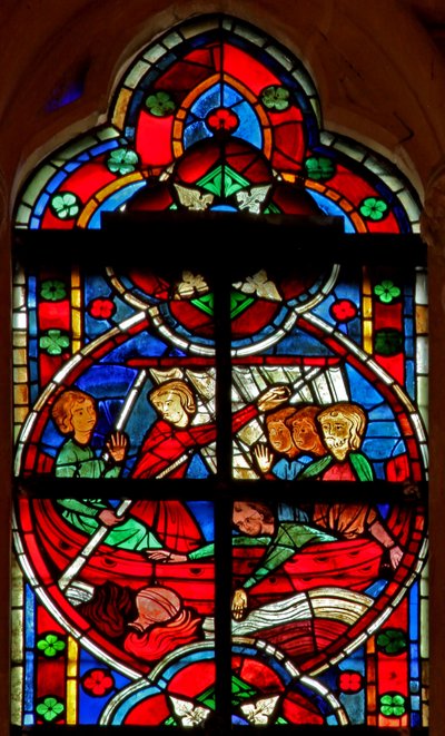 Légende de Saint Nicolas : un diable donne un liquide aux voyageurs mais la flasque est perdue par-dessus bord - French School